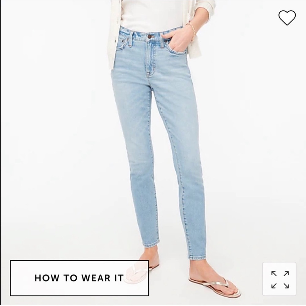 NEW! J.Crew 9" Mid Rise Skinny Jeans in All Day Stretch, Seaside Blue Wash